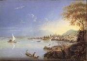 Louis Bleuler Seen city of Neuchatel oil painting artist